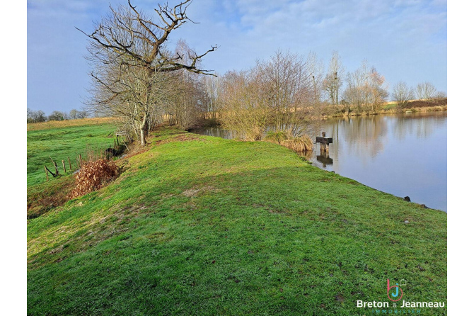 Plan d'eau de 2ha50, prairie et bois le tout sur 6ha environ à Juvigné